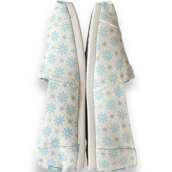 TOMS White Microsuede Snowflake Print Alpargata Flat Slip On Shoes Womens Size 9 - Picture 9 of 11
